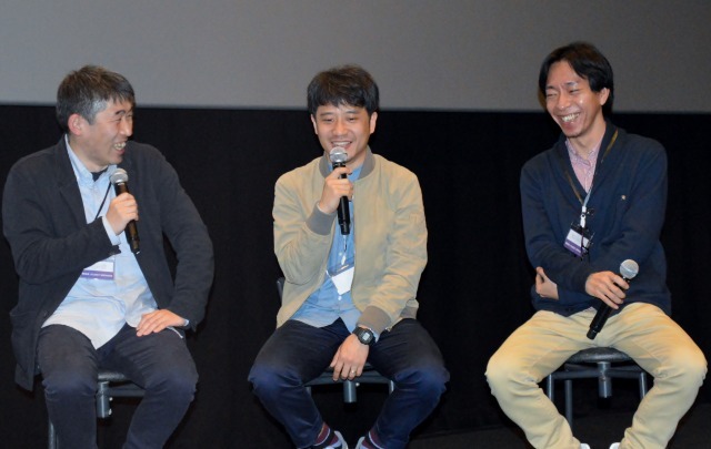 左から、河村友宏監督、小森啓裕監督、CGテクニカル・スーパーバイザー 初鹿雄太