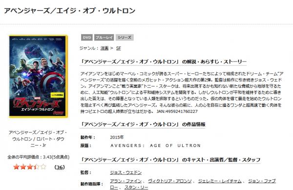 アベンジャーズ エイジ・オブ・ウルトロン tsutaya