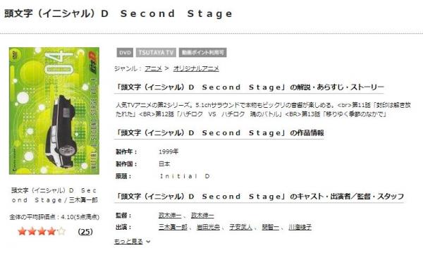 頭文字[イニシャル]D 2nd stage tsutaya