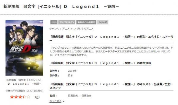 新劇場版 頭文字[イニシャル]D Legend1 覚醒 tsutaya