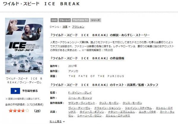 ワイルド・スピード ICE BREAK　 tsutaya