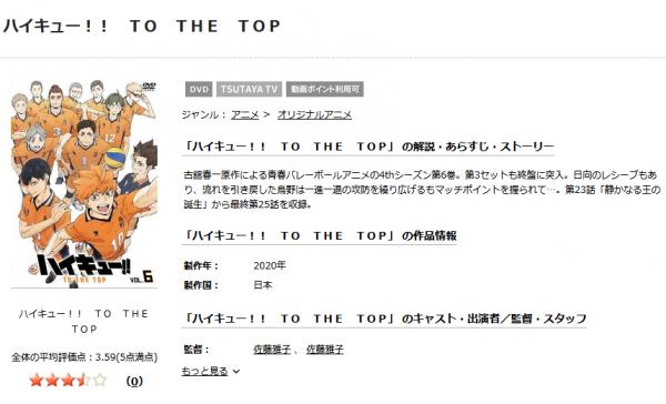 ハイキュー!! TO THE TOP（4期） tsutaya