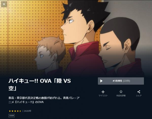 ハイキュー!! 陸vs空（OVA） u-next