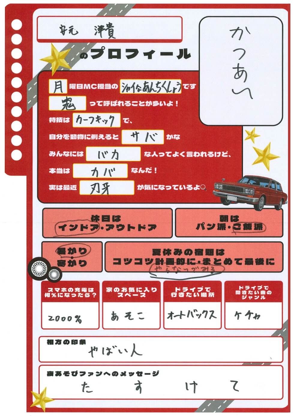 安元洋貴 プロフィール帳
