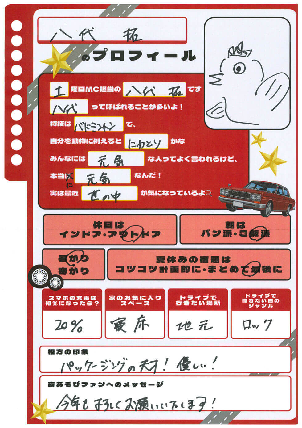 八代拓 プロフィール帳