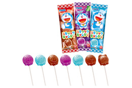 ドラえもんの顔が可愛い♪スティックキャンディーが3つの味で登場！