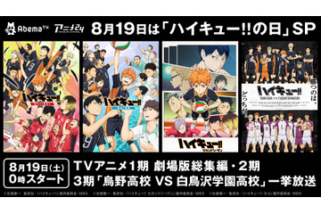 「ハイキュー!!」AbemaTVでシリーズ4作品が一挙放送 公式ジャージのプレゼントも 画像