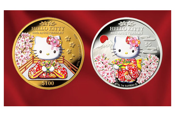 ハローキティが外国の記念金貨・銀貨に　桜をデザインで数量限定で発売 画像