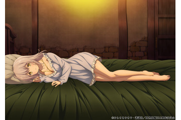 「異世界魔王と召喚少女の奴隷魔術Ω」ルマキーナ（CV.伊藤美来）がワンピース姿でベッドの隣に…添い寝ビジュアル＆ボイス第3弾 画像