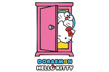 ドラえもんとハローキティが夢のコラボ　「どこでもドア」から一緒に登場 画像