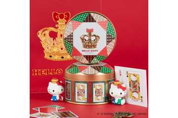 “ハローキティ×王冠”がかわいすぎ♪ レトロなお菓子缶にときめく～！ガラス絵で描いた「ハローキティのトランプ缶」登場 画像