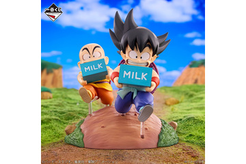 悟空とクリリンが牛乳配達！「ドラゴンボール」“おっこちるなよ！”が聞こえてきそうな悟空＆チチのフィギュアなど勢ぞろい♪【一番くじ】 画像