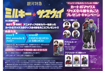 「銀河特急 ミルキー☆サブウェイ」カート＆マックスのグッズ全4種が当たる！プレゼントキャンペーン開催【アニメディア公式オンラインストア】 画像
