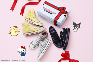 ポムポムプリン＆クロミ＆ハローキティが「CONVERSE」に！耳やベレー帽デザインのアンクルパッチ、ドクロの刺繍、赤いリボンのかかと紐…特別なオールスターが登場☆ 画像