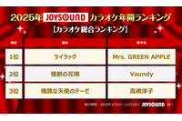 2025年JOYSOUNDカラオケ年間ランキング発表！4部門で1位のMrs. GREEN APPLEら映像コメント到着！ 画像