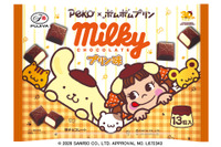 ポムポムプリン×「不二家」ペコちゃんがコラボ♪ 「ポムポムプリングミ」など描き下ろしパッケージのお菓子が登場 画像