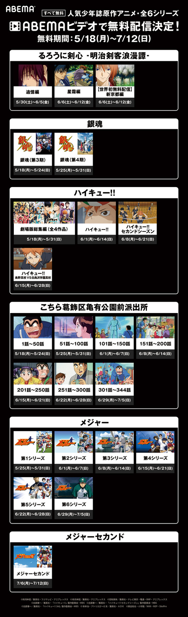 るろ剣 新京都編 が世界初無料配信 銀魂 ハイキューなど 少年誌原作 アニメがラインナップ Abemaビデオ 2枚目の写真 画像 アニメ アニメ