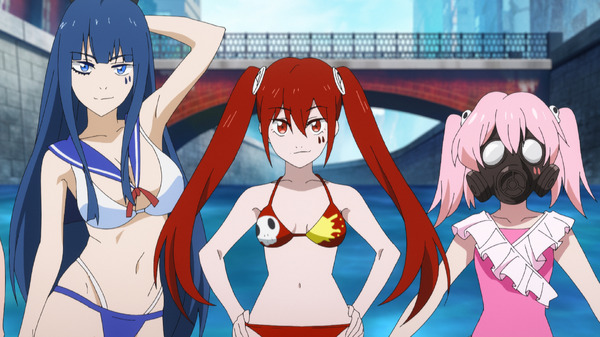 アニメ風 赤い水着のイラスト 春アニメ「魔法少女マジカルデストロイヤーズ」水着姿にドキッ!? 神田