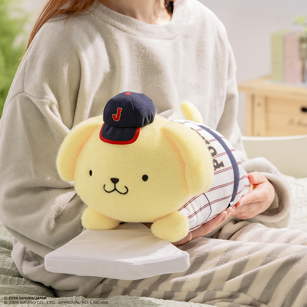 ポムポムプリン 侍ジャパン ヘッドスライディング 抱き枕 ぬいぐるみ A