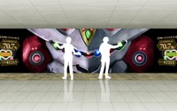 「アクエリオンEVOL」の巨大“音ゲー”新宿駅に出現　「禁断合体オトゲリオン」とは？ 画像