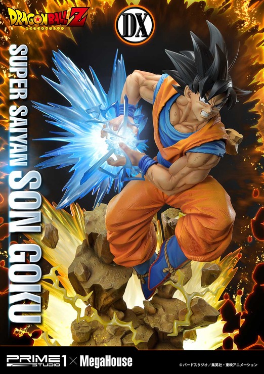 「メガプレミアムマスターライン ドラゴンボールZ 孫悟空（超サイヤ人）」通常版127,000円（税別）DX版155,000円（税別）（C）バードスタジオ／集英社・東映アニメーション（C）バードスタジオ／集英社・東映アニメーション