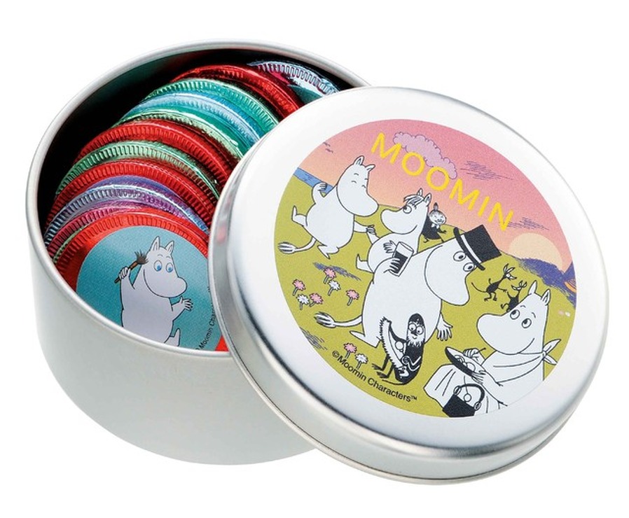 メインビジュアルグッズ・缶入りコインチョコ(c) Moomin Characters TM