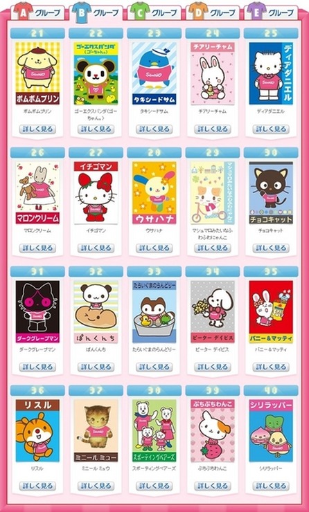 Bグループ　（C)'14  SANRIO CO.,LTD.   （C)2011 tv asahi・SANRIO （C)'08,'14 SANRIO/SEGATOYS   S・S/W・TX・JLPC