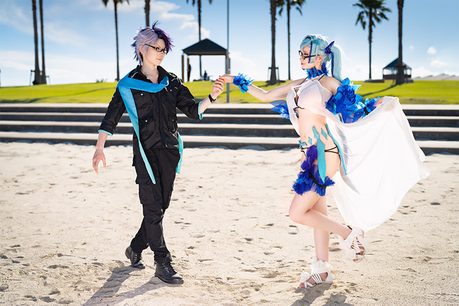 ブリュンヒルデ〔水着〕、シグルド(夏霊衣) 『Fate/Grand Order』／masyoco（@MasyoCos）、がむシロ（@gmsr_p）