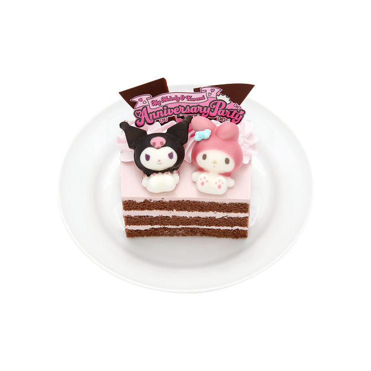 サンリオピューロランド「My Melody & Kuromi Anniversary Party」フードメニュー「マイメロディ＆クロミのアニバーサリーチョコレートケーキ」（C）2024 SANRIO CO., LTD. TOKYO, JAPAN