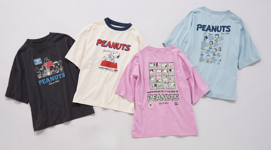 「スヌーピー」ヴィンテージ風デザインの発泡プリントTシャツ（C）2025 Peanuts Worldwide LLC.www.snoopy.co.jp