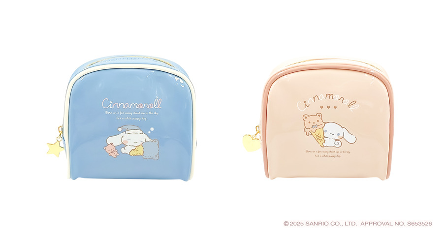 「シナモロールのんびりマルシェ」ボックスポーチ（各2,365円）（C）2025 SANRIO co., LTD. APPROVAL. NO. S653526