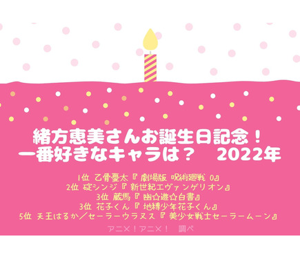 緒方恵美さんお誕生日記念！一番好きなキャラは？3位「幽☆遊☆白書」蔵馬、2位「エヴァンゲリオン」碇シンジ、1位は…＜22年版＞ 2枚目の写真・画像 |  アニメ！アニメ！