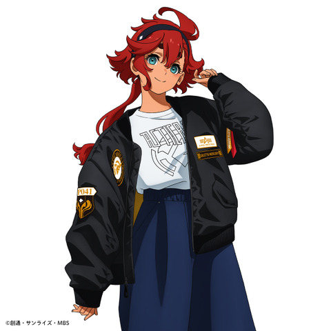 「ガンダム 水星の魔女」スレッタ＆ミオリネのMA-1が登場！ エンブレムやホルダーマークもデザイン♪ ALPHAコラボ 画像