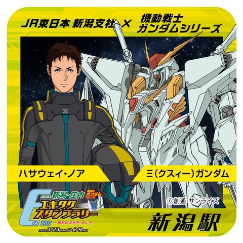 「JR東日本 新潟・庄内 機動戦士ガンダムシリーズ エキタグスタンプラリー ～勝利の栄光を、君に！～」エキタグスタンプ（イメージ）