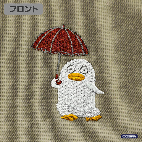 『銀魂』エリザベス ワンポイント刺繍Tシャツ（SAND KHAKI）部分アップ