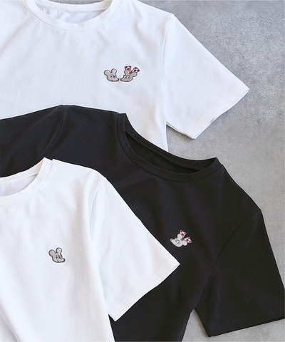 [ねずみくんのチョッキコラボ ] 刺繍半袖Tシャツ