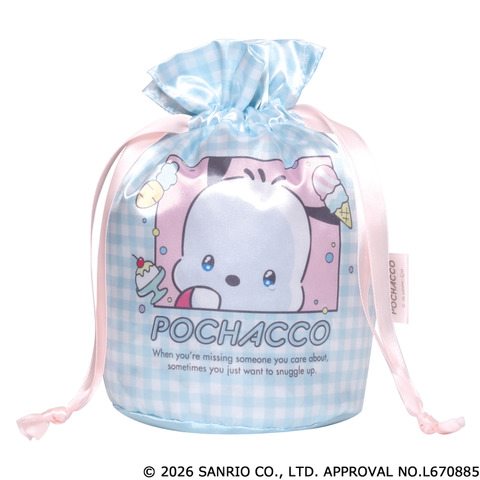 サンリオキャラクターズ　甘えんぼナミダ マチ付き巾着（ポチャッコ）