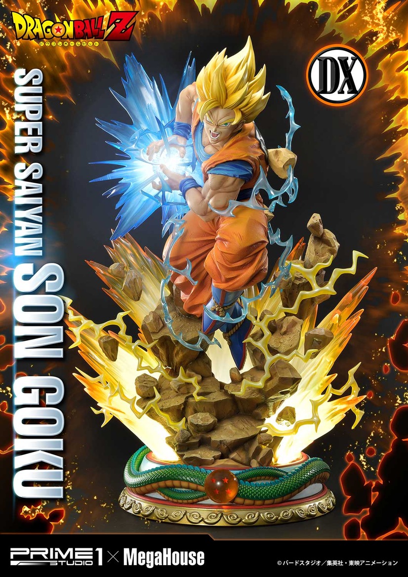 「メガプレミアムマスターライン ドラゴンボールZ 孫悟空（超サイヤ人）」通常版127,000円（税別）DX版155,000円（税別）（C）バードスタジオ／集英社・東映アニメーション（C）バードスタジオ／集英社・東映アニメーション