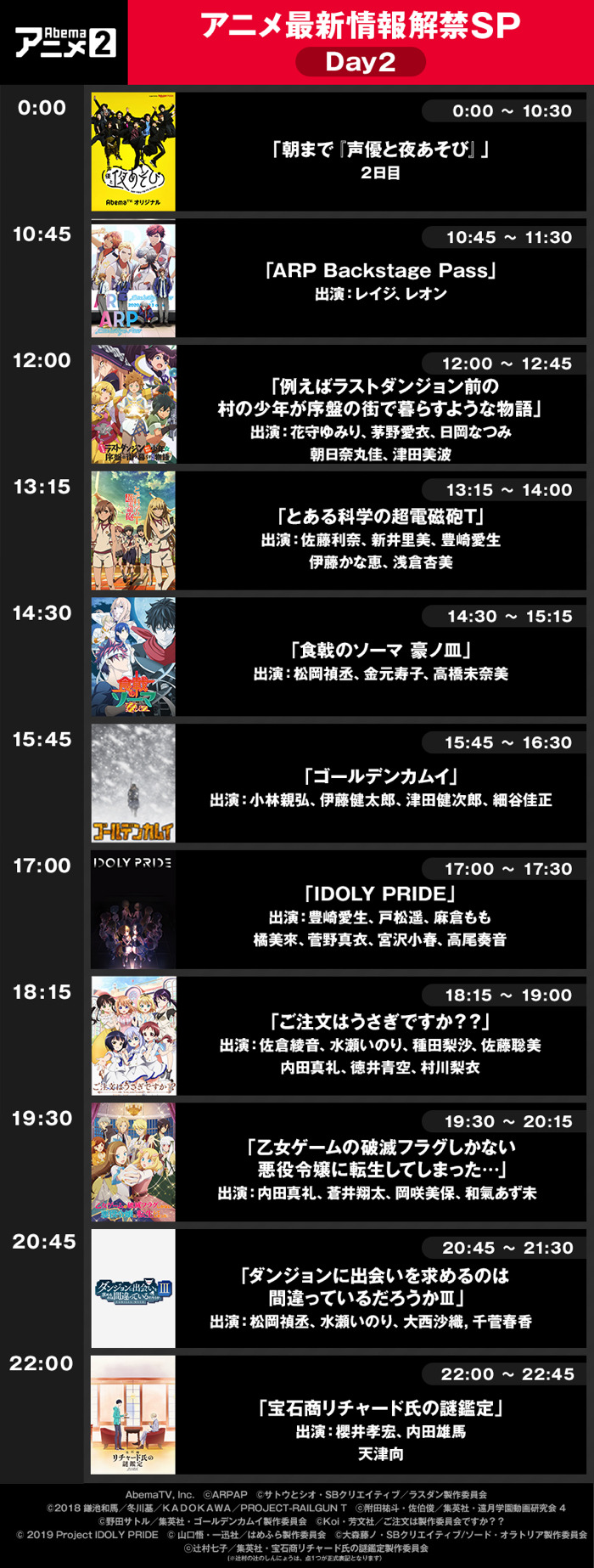 「俺ガイル」「ごちうさ」「超電磁砲」…「AbemaTV」SP企画に合計15番組、50名超えのキャスト出演！