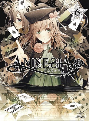 ○主人公（CV：名塚佳織）～『AMNESIA』より▲『AMNESIA』BD/DVD第6巻ジャケットより。登場する男性が本当に変わったイケメン揃いで、控え目な彼女が戸惑う姿が滅茶苦茶キュート！