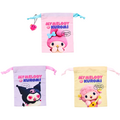 「Netflixオリジナルアニメ My Melody ＆ Kuromiデザインシリーズ」巾着3枚セット（C）Netflix. Used with permission.（C）2025 SANRIO CO.,LTD.
