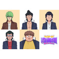 『ハイスクール！奇面組』番組（上段左から）似蛭田 妖、中須藤臣也、米利堅作 （下段左から）城亥乱人、田打 肥