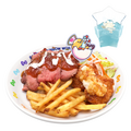 ピューロランド期間限定メニュー「ぐでたまの夏祭り☆みぞれカツ＆ローストビーフプレート～カップサイダーゼリー付き～」