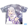 『Re:ゼロから始める異世界生活』銀髪のハーフエルフ エミリア 両面フルグラフィックTシャツ