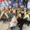 アニメ『サンダー３』放送開始日に渋谷をジャック！学ラン33人が大捜索、カミナリがスペシャルネタ披露・画像