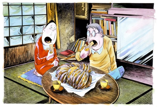 バナナを食べる水木夫妻1989年(C)水木プロダクション