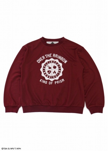 キンプリ×スピンズ Over The Rainbow カレッジスウェット ￥3,999（税抜き）(C)Ｔ-ＡＲＴＳ / syn Sophia / エイベックス・ピクチャーズ / タツノコプロ / キングオブプリズムPH製作委員会