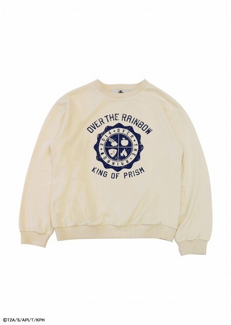 キンプリ×スピンズ Over The Rainbow カレッジスウェット ￥3,999（税抜き）(C)Ｔ-ＡＲＴＳ / syn Sophia / エイベックス・ピクチャーズ / タツノコプロ / キングオブプリズムPH製作委員会