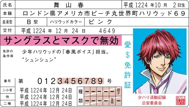 『少年ハリウッド』免許証風紹介カード