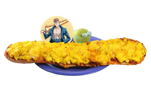 桑原和真の霊剣バケットピザ (雪菜さんの愛の力 ドリンク付)(930円)(C)Yoshihiro Togashi 1990年－1994年 (C)ぴえろ／集英社